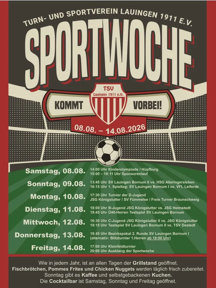 Programm der Sportwoche 2026 des TSV Lauingen